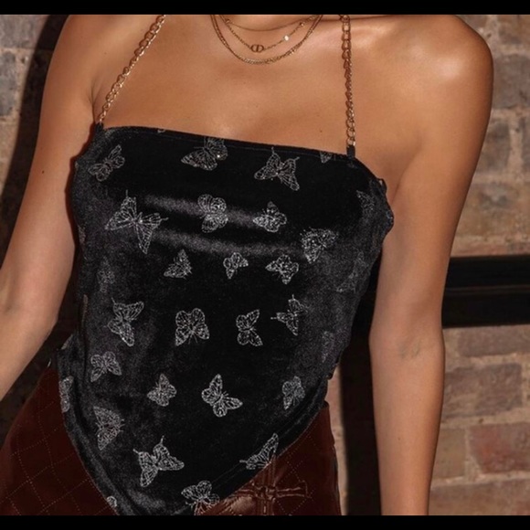 Velvet Butterfly Handkerchief Top - Picture 2 of 8